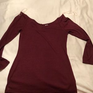 Off the shoulder maroon top